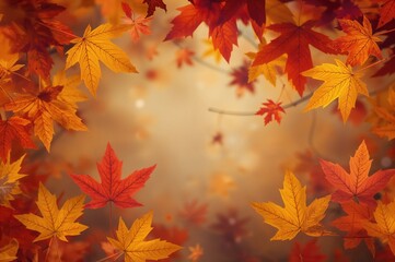 Fototapeta premium Seamless pattern featuring fall foliage as wallpaper