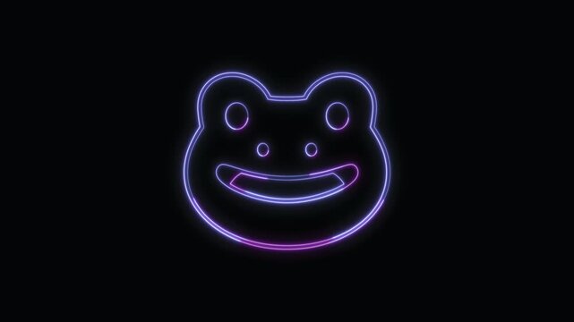  Frog Icon Neon Seamless Loop 4K with Black Background Animated Promotional Typography for Video Editing