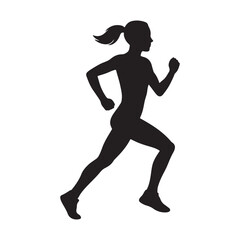Vector art of silhouette of a woman running