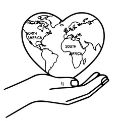 Hand Holding Earth Heart Illustration