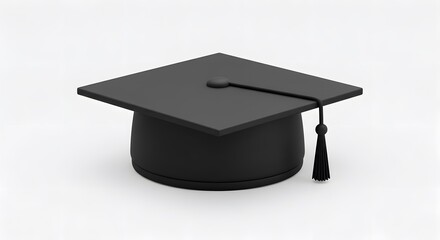A graduation cap isolated on a bright backdrop, representing academic achievement