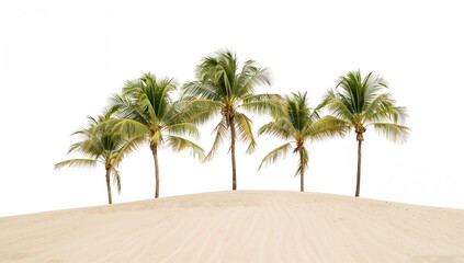 Palm trees on unique sand dunes with a plain white backdrop
