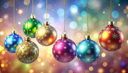 Obraz premium Christmas balls hanging on an out of focus background