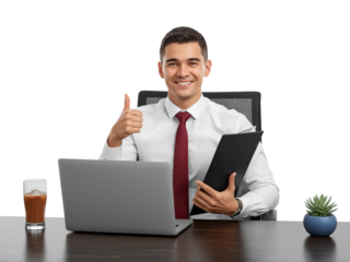 Isolated ambitious young businessman achieving success with determined gesture, ready for