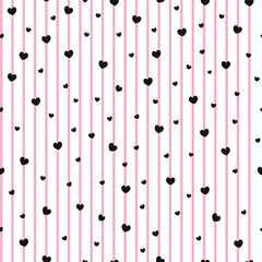 Pink stripe with heart seamless fabric pattern