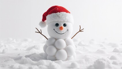 Cartoon figure of a snowman donning a festive red hat with a built-in rechargeable battery on a plain white backdrop.