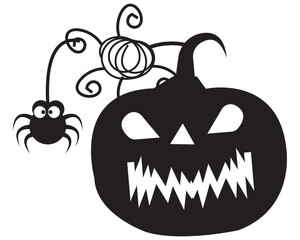 Halloween bats and spiders silhouette illustration. Black silhouette illustration of spooky bats and spiders, perfect for Halloween decorations, party invitations, and seasonal graphic designs.