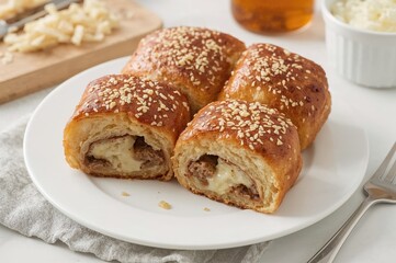 French toast rolls filled with cheese and sausage