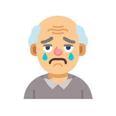 Vector art of sad old man with tears in his eyes