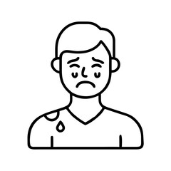 Vector art of sad man with a frown, feeling unwell