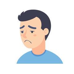 Vector art of sad man with a frown, feeling disappointed