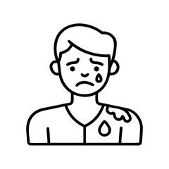 Vector art of sad man with burn