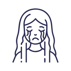 Vector art of sad woman crying