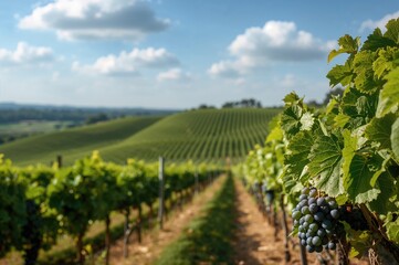 Obraz premium Vineyards for sparkling wine production in the northern wine-growing area of a French department