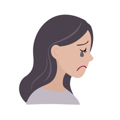 Vector art of sad woman with tear, feeling depressed