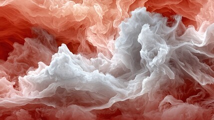  A photo on a red-white background with white smoke overlaid, forming a gradient of white to red