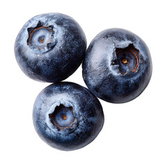 Three blueberries clustered, top view