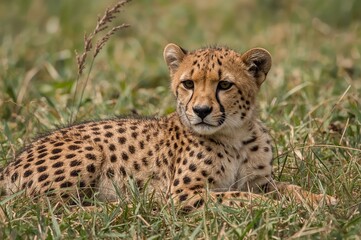 Young Cheetah Taking a Break Following Its Midday Meal