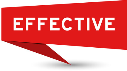 Red color speech banner with word effective on white background