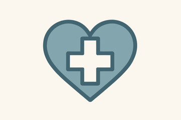 Fototapeta premium Medical heart symbol with a white cross inside, healthcare concept.