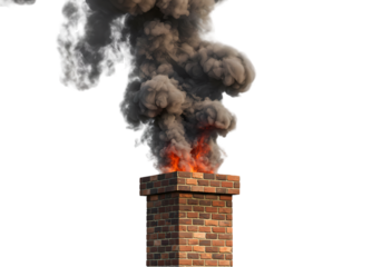 Industrial Chimney Smoke Plume: Pollution, Environmental Disaster, Fire Hazard isolated on transparent background