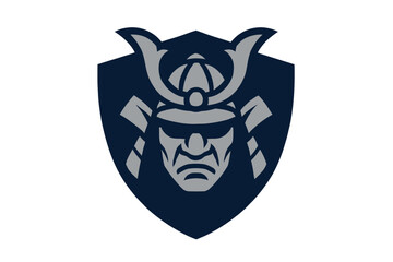 Obraz premium Samurai warrior helmet face shield logo.