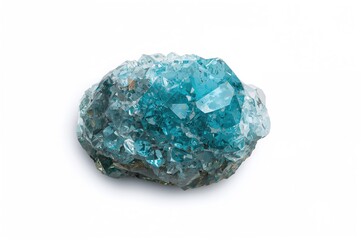 On a pristine white backdrop, a stunning blue diamond stands apart from its rough stone origins, revealing its captivating natural patterns.