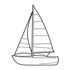 Simple black and white illustration of a sailboat ready for a journey on the water
