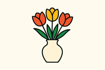 Vase of Tulips - A Colorful Floral Arrangement.