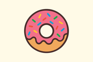 Pink Frosted Donut with Colorful Sprinkles and Golden Brown Bottom.