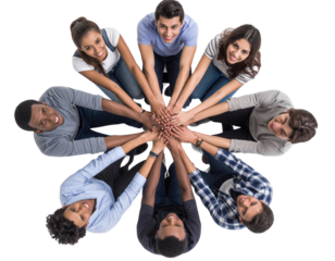 Top-Down View of Young Adults Sitting in Circle, Social Interaction, Isolated