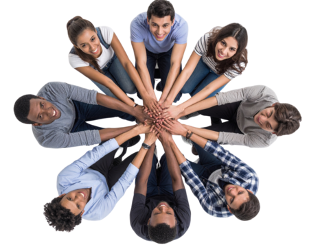 Top-Down View of Young Adults Sitting in Circle, Social Interaction, Isolated