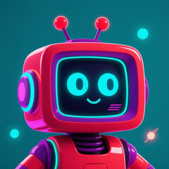 2D cartoon-style cyberpunk robot