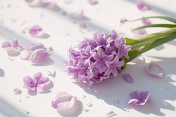 Fototapeta premium Isolated Hyacinth Flower with Leaves on a Clean White Surface