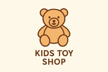 Adorable cartoon teddy bear logo for kids toy shop.