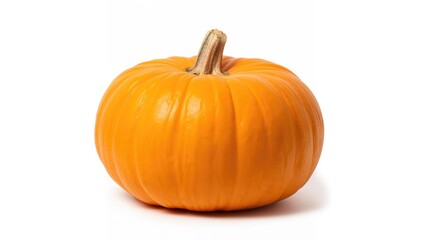 Obraz premium Bright orange pumpkin on a plain white surface