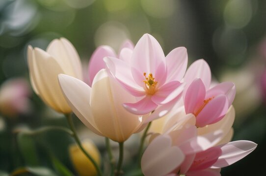 Close-up of blooming spring blossoms background with white flowers and natural beauty