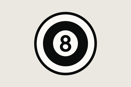 Black and white billiard ball with the number 8.