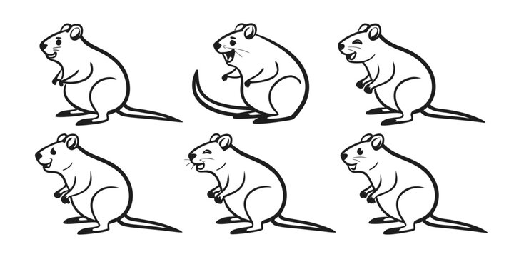 Cute Cartoon Gerbil Characters Collection