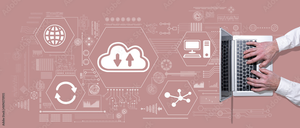 Wall mural concept of cloud networking