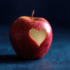 Obraz premium Red apple with a heart-shaped cutout (2)