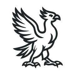 Obraz premium Majestic mythical creature design featuring a striking griffin symbol. Vector line illustration