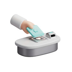 3D Rendered Illustration Of Hand Passing Over A Payment Device Transparent Background