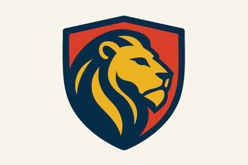 Lion Head Emblem Shield Logo Design.