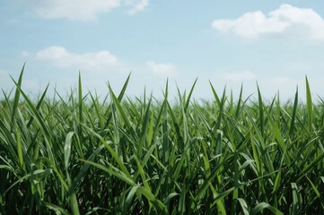 Obraz premium Top-down view of a vibrant fresh lawn with natural green grass