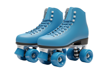 Pair of Classic Blue Roller Skates isolated on transparent background