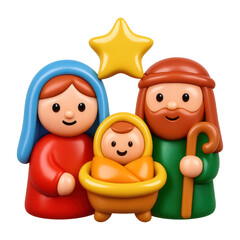 Obraz premium PNG Nativity scene cartoon illustration.