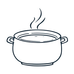 Isolated metal cooking pot with a spoon and lid