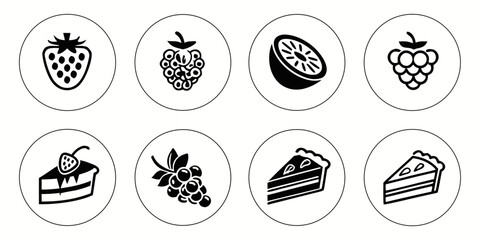 Set of Fruit and Cake Icons