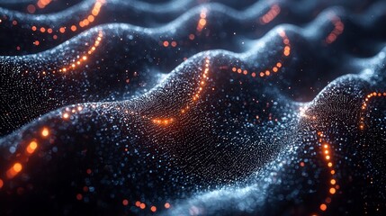 Abstract dark waves with glowing particles